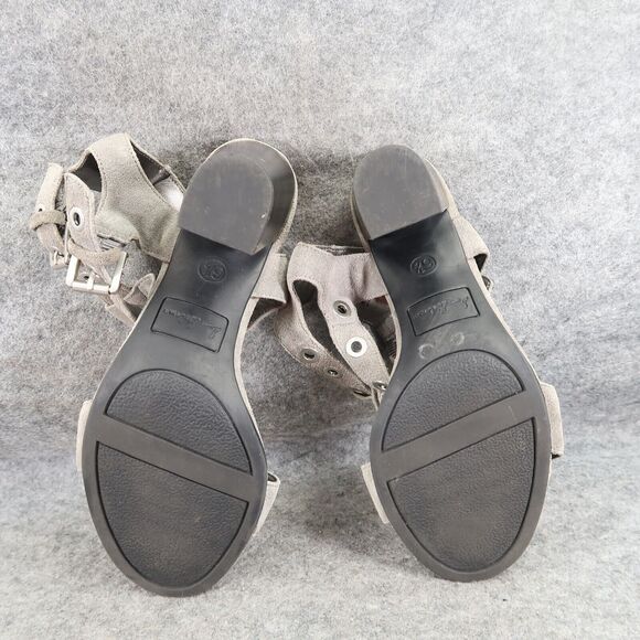 Sam Edelman Shoes Womens 6.5 Heeled Sandals Ankle Straps Leather Block Heel Grey - Picture 11 of 15